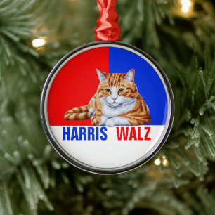 Adorno Metálico Harris Walz 2024 Obviamente Cat Red Blue