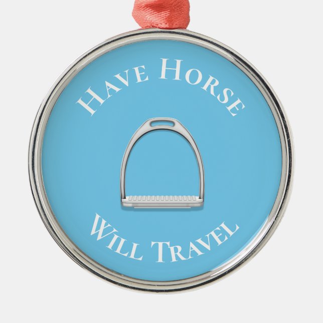 Adorno Metálico "Have Horse Will Travel" Inglés Stirrup Blue (Frente)