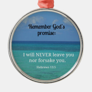 Adorno Metálico Hebreos 13:5 Nunca te dejaré ni olvidaré...