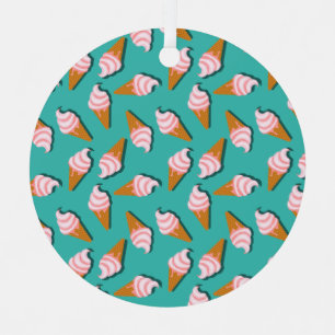 Adorno Metálico Helado de conos de gofre y patrón de yogur congela