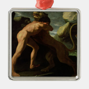 Adorno Metálico Hércules que lucha con el león de Nemean