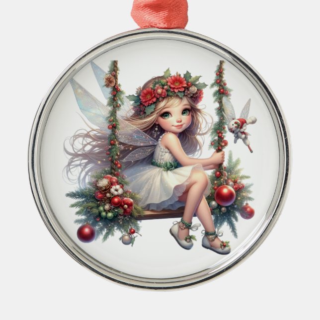 Adorno Metálico Hermosa acuarela Navidad (Frente)