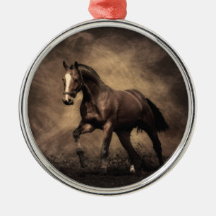Adorno Metálico Hermosa almohada de caballo marrón