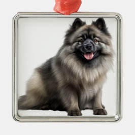 ADORNO METÁLICO HERMOSA FLUFFY KEESHOND PUPPY DOG