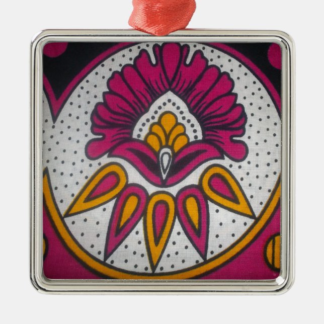 Adorno Metálico Hermosa pintura en motivos de tela africana (Frente)