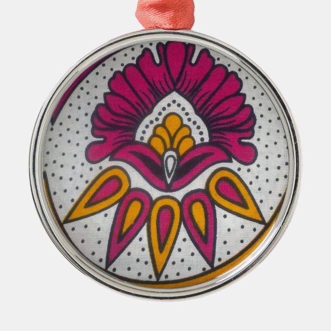 Adorno Metálico Hermosa pintura en motivos de tela africana (Frente)