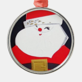 Adorno Metálico Hermosa Santa Navidad de época