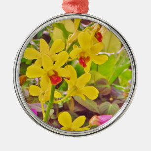 Adorno Metálico Hermosas orquídeas amarillas de otoño