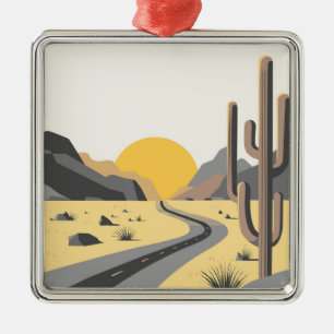 Adorno Metálico Hermoso amanecer del desierto con vistas a la mont