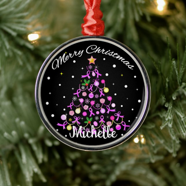 Adorno Metálico Hermoso árbol de Navidad de cinta rosa (Árbol)