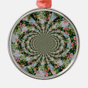 Adorno Metálico Hermoso boho rosa, rosas rojas, acuarela floral