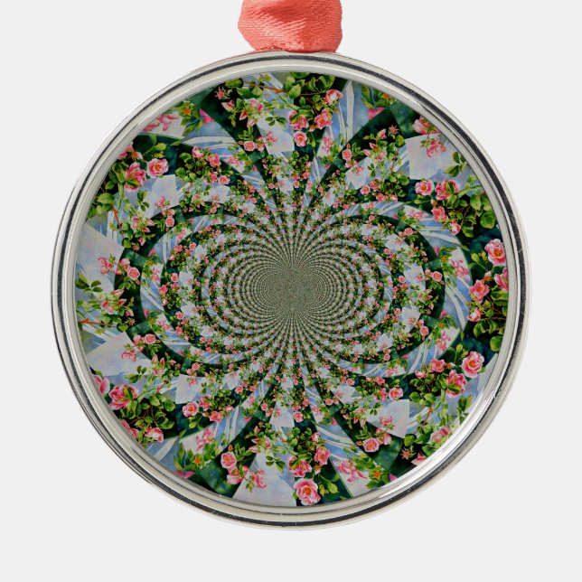 Adorno Metálico Hermoso boho rosa, rosas rojas, acuarela floral (Frente)
