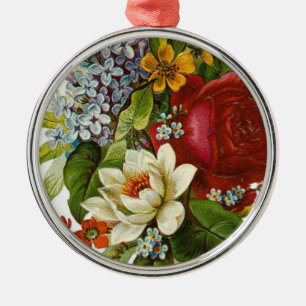 Adorno Metálico Hermoso Bouquet Romántico de Verano con Rosa Roja