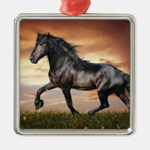 Adorno Metálico Hermoso caballo negro