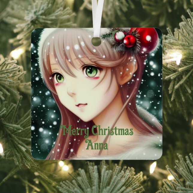 Adorno Metálico Hermoso Chica de Navidades de Anime (in situ)
