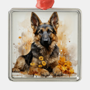 ADORNO METÁLICO HERMOSO COLOR DE AGUA ALEMANA SHEPHERD PUPPY DOG