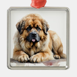 ADORNO METÁLICO HERMOSO COLOR DE AGUA MARRÓN LEONBERGER DOG
