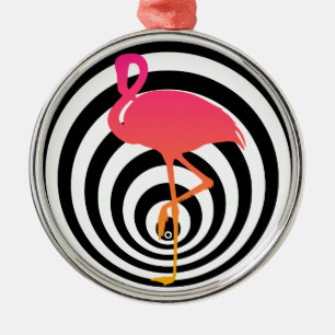 Adorno Metálico Hermoso flamingo en círculos