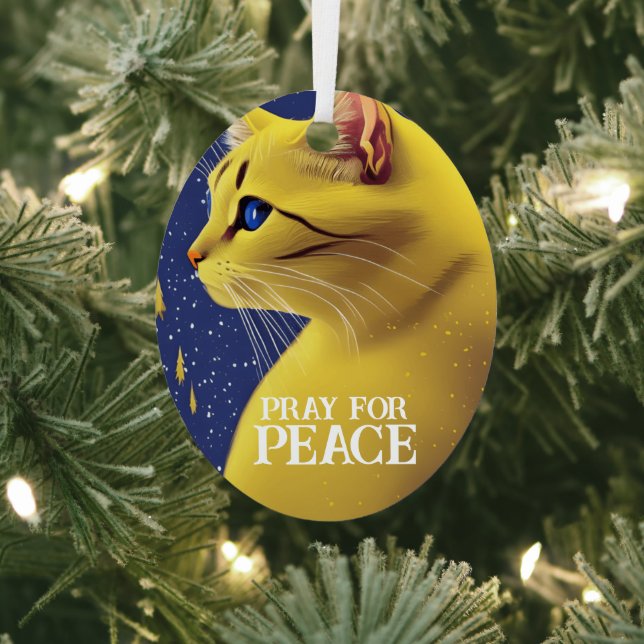 Adorno Metálico Hermoso gato amarillo con ojos azules - ucrania (in situ)