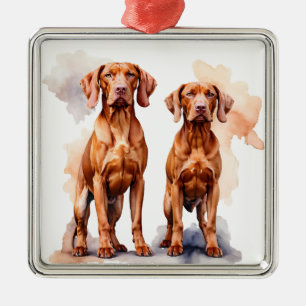 ADORNO METÁLICO HERMOSO GRAN PERRO VIZSLA ROJO
