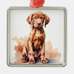ADORNO METÁLICO HERMOSO GRANDE PERRO DE VIZSLA ROJO
