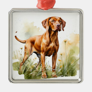 ADORNO METÁLICO HERMOSO GRANDE PERRO DE VIZSLA ROJO