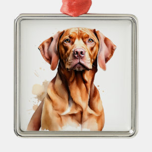 ADORNO METÁLICO HERMOSO GRANDE PERRO DE VIZSLA ROJO