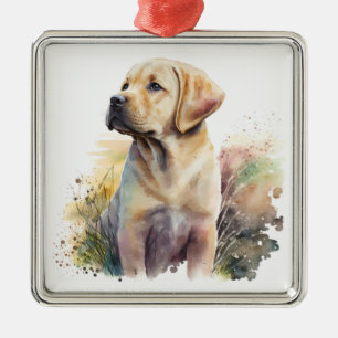 ADORNO METÁLICO HERMOSO LABRADOR AMARILLO RETRIEVER PERRO