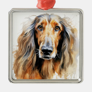 ADORNO METÁLICO HERMOSO PERRO AFGANO HERMOSO