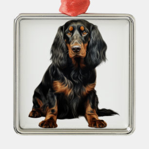 ADORNO METÁLICO HERMOSO PERRO BLACK & TAN GORDON SETTER