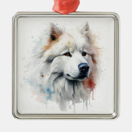 ADORNO METÁLICO HERMOSO PERRO BLANCO SAMOYED