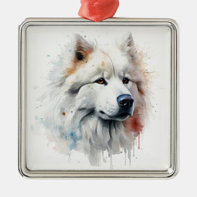 ADORNO METÁLICO HERMOSO PERRO BLANCO SAMOYED (Frente)
