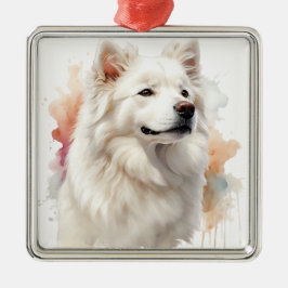 ADORNO METÁLICO HERMOSO PERRO BLANCO SAMOYED