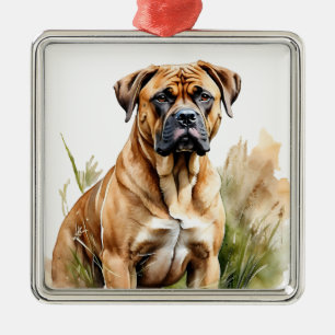 ADORNO METÁLICO HERMOSO PERRO DE BOERBOEL MARRÓN