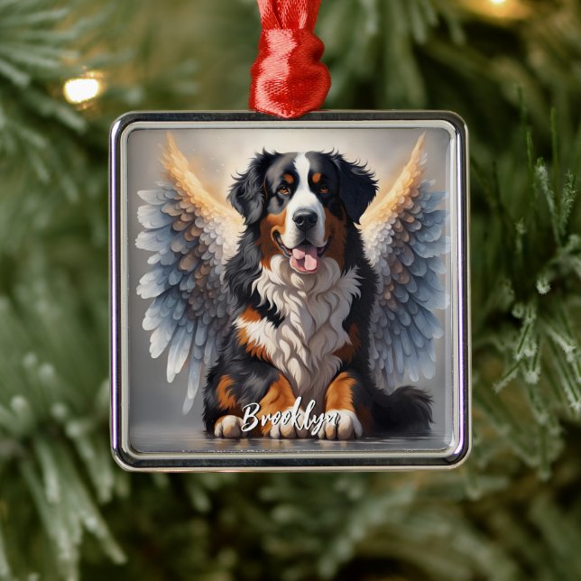 Adorno Metálico Hermoso perro de montaña de Berna con alas (Árbol)