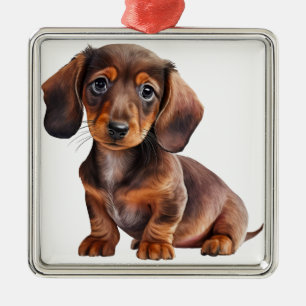 ADORNO METÁLICO HERMOSO PERRO DE PELO CORTO DE PELO DE DACHSHUND