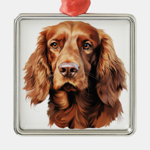 ADORNO METÁLICO HERMOSO PERRO DE SETTER IRLANDÉS ROJO