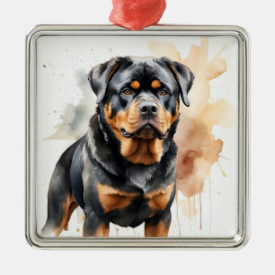 ADORNO METÁLICO HERMOSO PERRO ROTTWEILER NEGRO Y TONTO