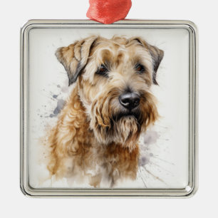 ADORNO METÁLICO HERMOSO PERRO TERRIER DE TRIGO RECUBIERTO BLANDO