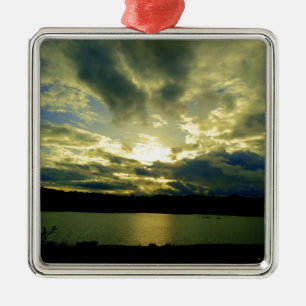 Adorno Metálico Hermoso Sunset Escenario Paisaje Fotográfico Arte