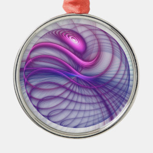 Adorno Metálico Hermoso Swing Moderno Resumen Arte Fractal Rosa