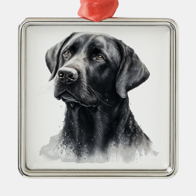 ADORNO METÁLICO HERMOSO TRABAJADOR NEGRO RETRIEVER PERRO (Frente)