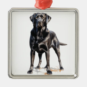 ADORNO METÁLICO HERMOSO TRABAJADOR NEGRO RETRIEVER PERRO
