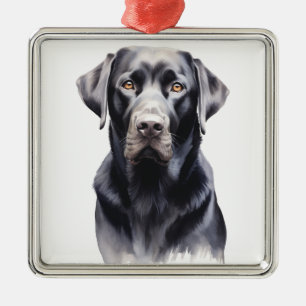 ADORNO METÁLICO HERMOSO TRABAJADOR NEGRO RETRIEVER PERRO
