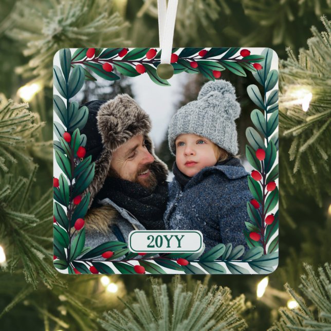 Adorno Metálico Hermosos Navidades cuadrados añadieron foto y año (in situ)