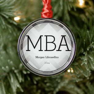 Adorno Metálico Herringbone Gray Black MBA Graduación Año