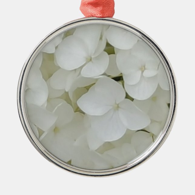 Adorno Metálico Hidrangea Flores Flores Blanco Floral Elegante Blo (Frente)
