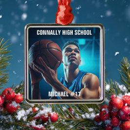 Adorno Metálico High School Basketball Player Photo Christmas