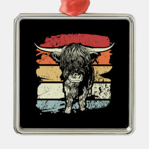 Adorno Metálico Highland Cow Highland Cows Retro