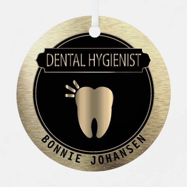 Adorno Metálico Higienista del 🦷 dental - Negro y Oro (Anverso)